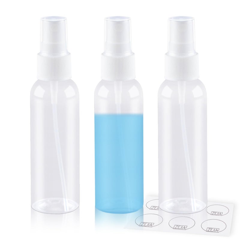 ZEJIA Small Spray Bottle 2OZ, Plastic Travel Spray Bottle, Refillable Mini Spray Bottle for Face, Liquids, Perfume, with Labels (3 Pack) - Image 1